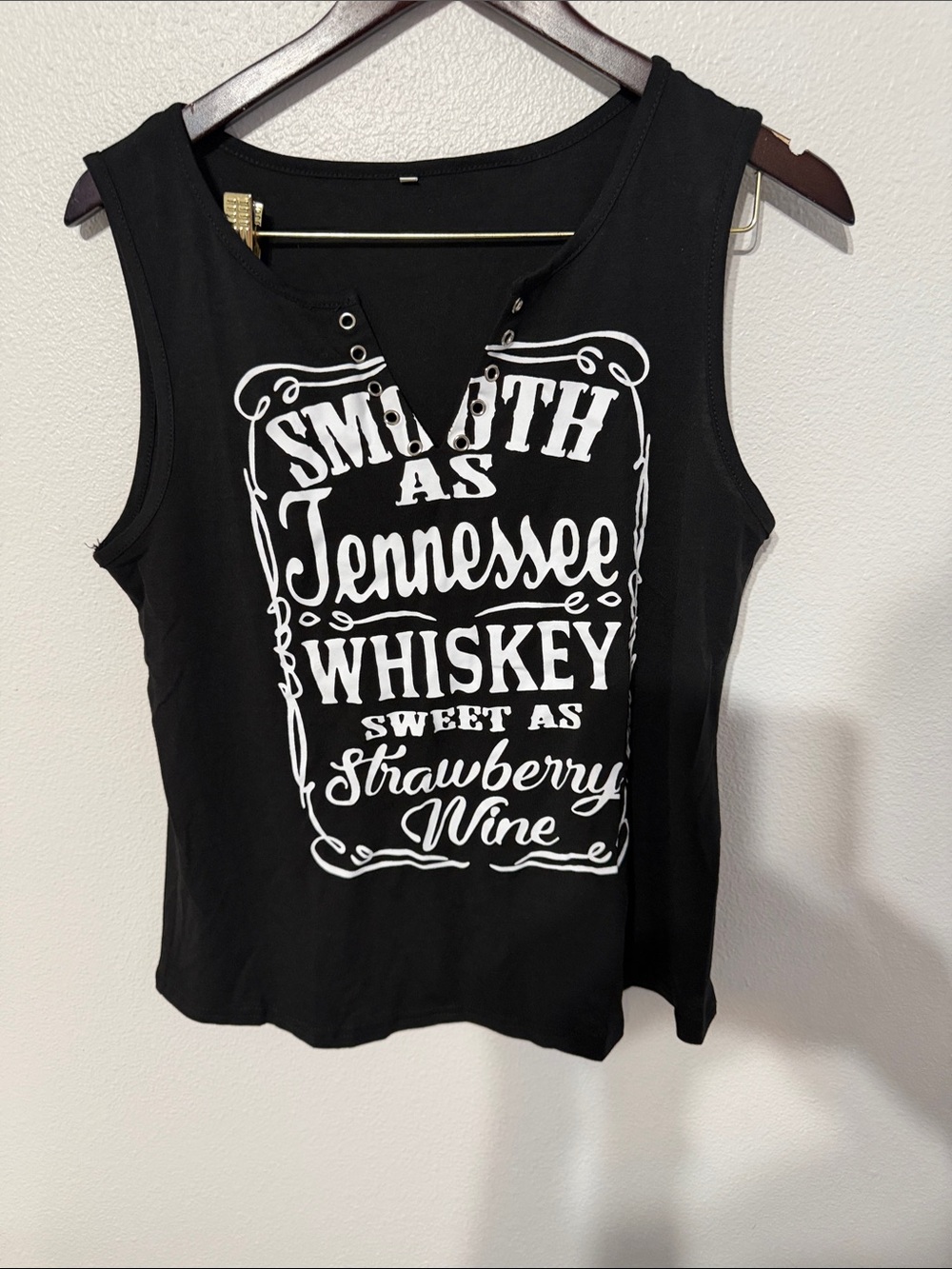 Black Graphic Sleeveless Tee with White Tennessee Whiskey Print